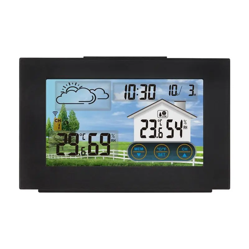 Метеорологические часы AEE6 с цифровым экраном, прогноз погоды, черные, с датчиком температуры и влажности для использования в помещении и на улице
Метеорологические часы AEE6 с цифровым экраном, прогноз погоды, черные, с датчиком температуры и влажности для использования в помещении и на улице