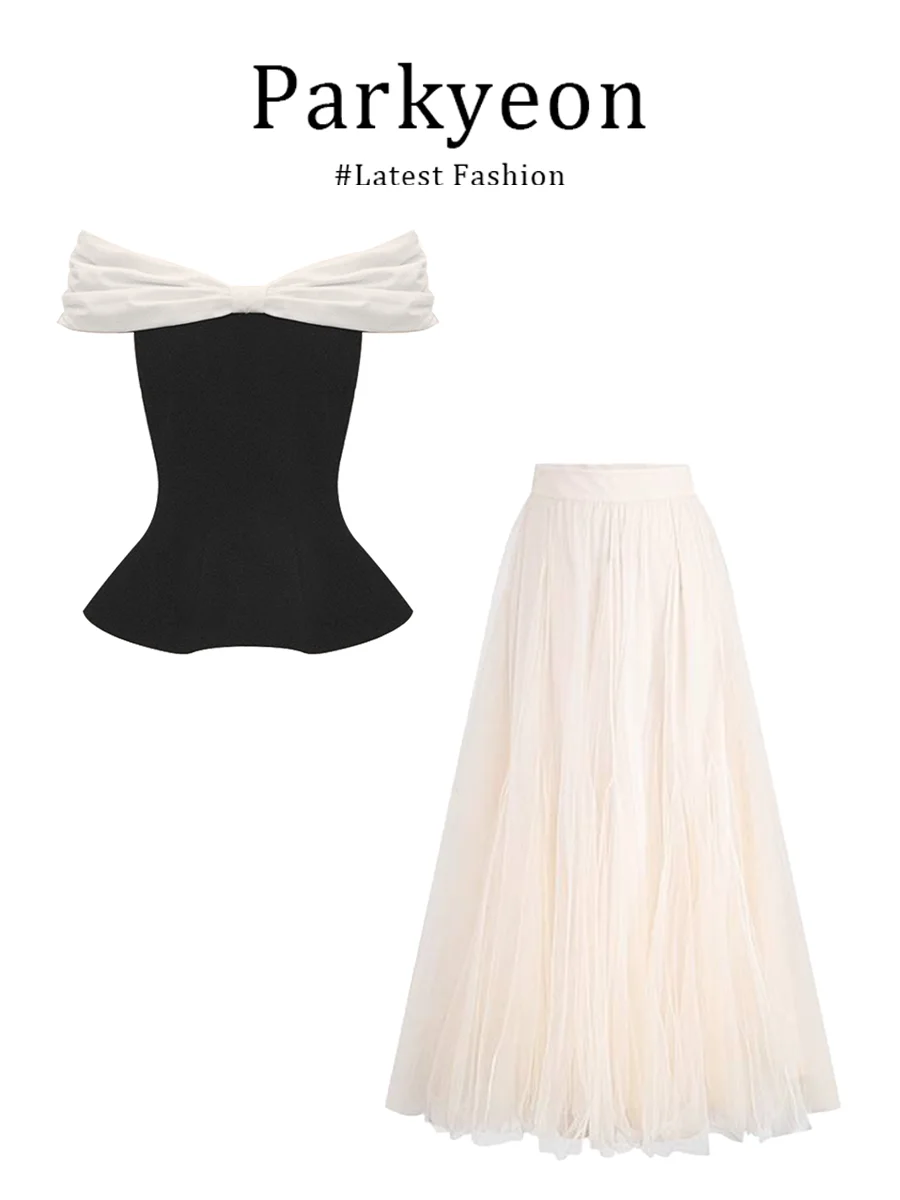 Parkyeon Luxury Feel One Shoulder Color Block Summer New Versatile Half Skirt Set Women's Fashionable Casual Style Long Sleeve
Parkyeon Luxury Feel One Shoulder Color Block Summer New Versatile Half Skirt Set Women's Fashionable Casual Style Long Sleeve