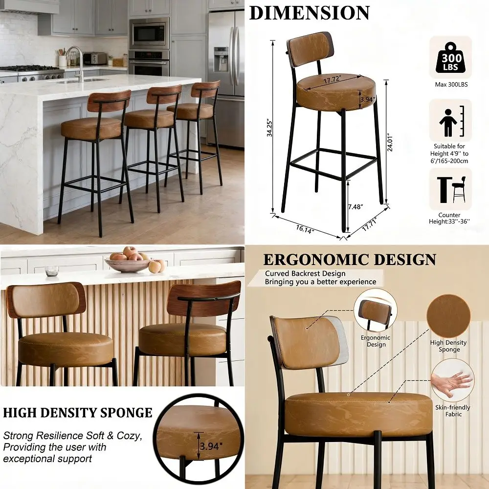of 4 Bar Height Bar Stools 29.12 inch Swivel Bar Stools with Curved Back and Arms, Walnut Craftsmanship, Upholstered Seat, Mid
of 4 Bar Height Bar Stools 29.12 inch Swivel Bar Stools with Curved Back and Arms, Walnut Craftsmanship, Upholstered Seat, Mid