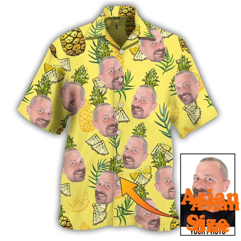 Personality Photo Custom Hawaiian Shirts Men Women Street Personality 3D Print Shirts Lapel Short Sleeve Pineapple Plant Top
Personality Photo Custom Hawaiian Shirts Men Women Street Personality 3D Print Shirts Lapel Short Sleeve Pineapple Plant Top