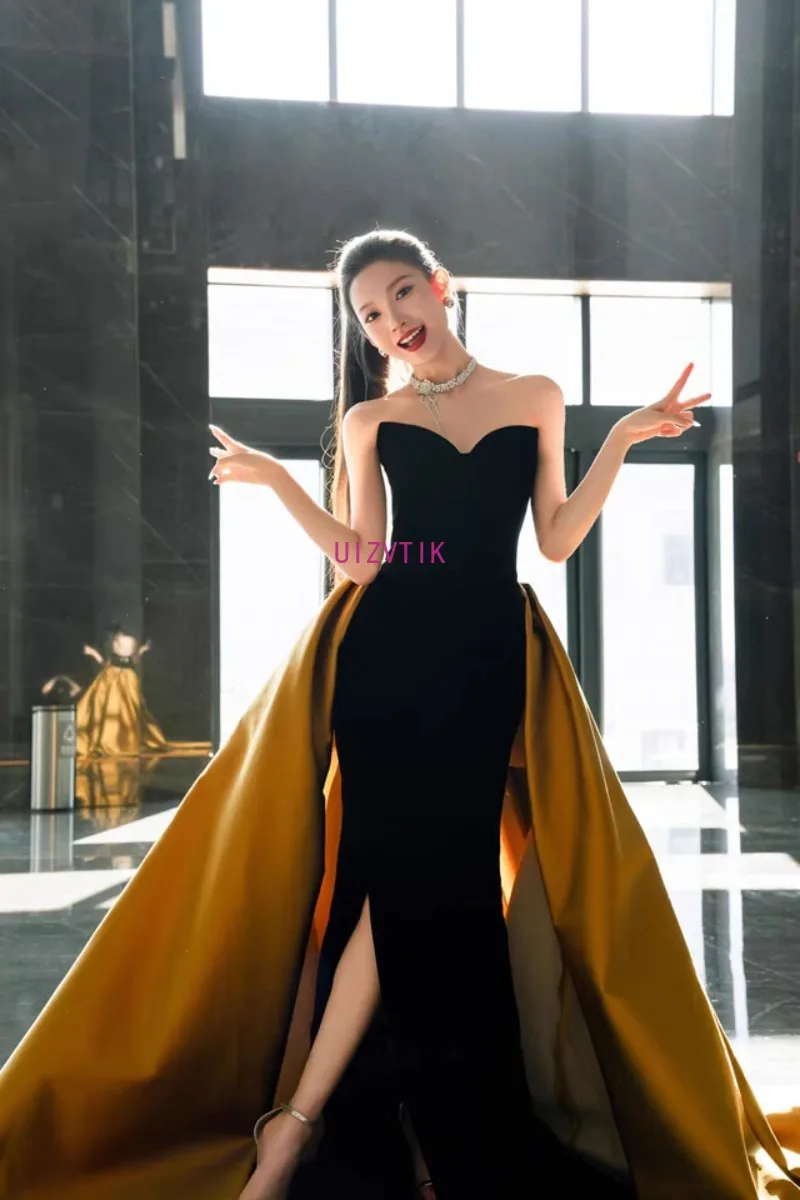 Light Luxury Princess Evening Dresses Black Strapless Side Slit Slim Prom Dress Women Cocktail Party Formal Occasion Dress 2025
Light Luxury Princess Evening Dresses Black Strapless Side Slit Slim Prom Dress Women Cocktail Party Formal Occasion Dress 2025