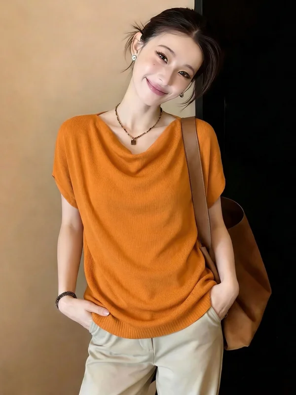 Orange Pumpkin Short Sleeve T-Shirt Women's Summer New Style Dyeing Anti-Aging Top Korean Version Loose Fit Commute Style
Orange Pumpkin Short Sleeve T-Shirt Women's Summer New Style Dyeing Anti-Aging Top Korean Version Loose Fit Commute Style