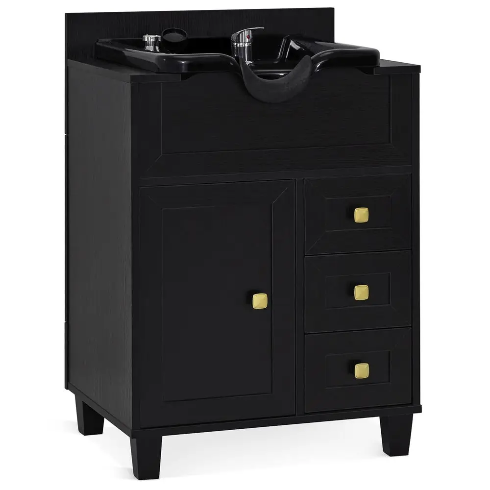 Storage Shampoo Station with Textured Cabinet, Shampoo Bowl & Ders, Black Hair Sink Backwash Equipment 7131
Storage Shampoo Station with Textured Cabinet, Shampoo Bowl & Ders, Black Hair Sink Backwash Equipment 7131