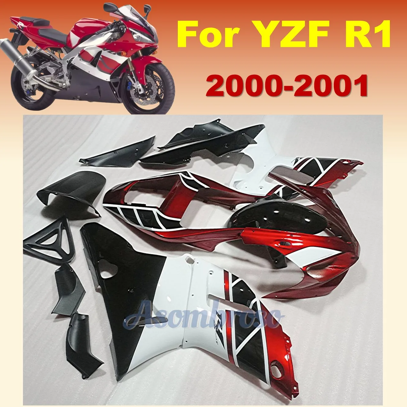 Motorcycle ABS plastic fairing kit for Yamaha YZF R1 00 01 YZFR1 2000 2001 Fairings Set
Motorcycle ABS plastic fairing kit for Yamaha YZF R1 00 01 YZFR1 2000 2001 Fairings Set
