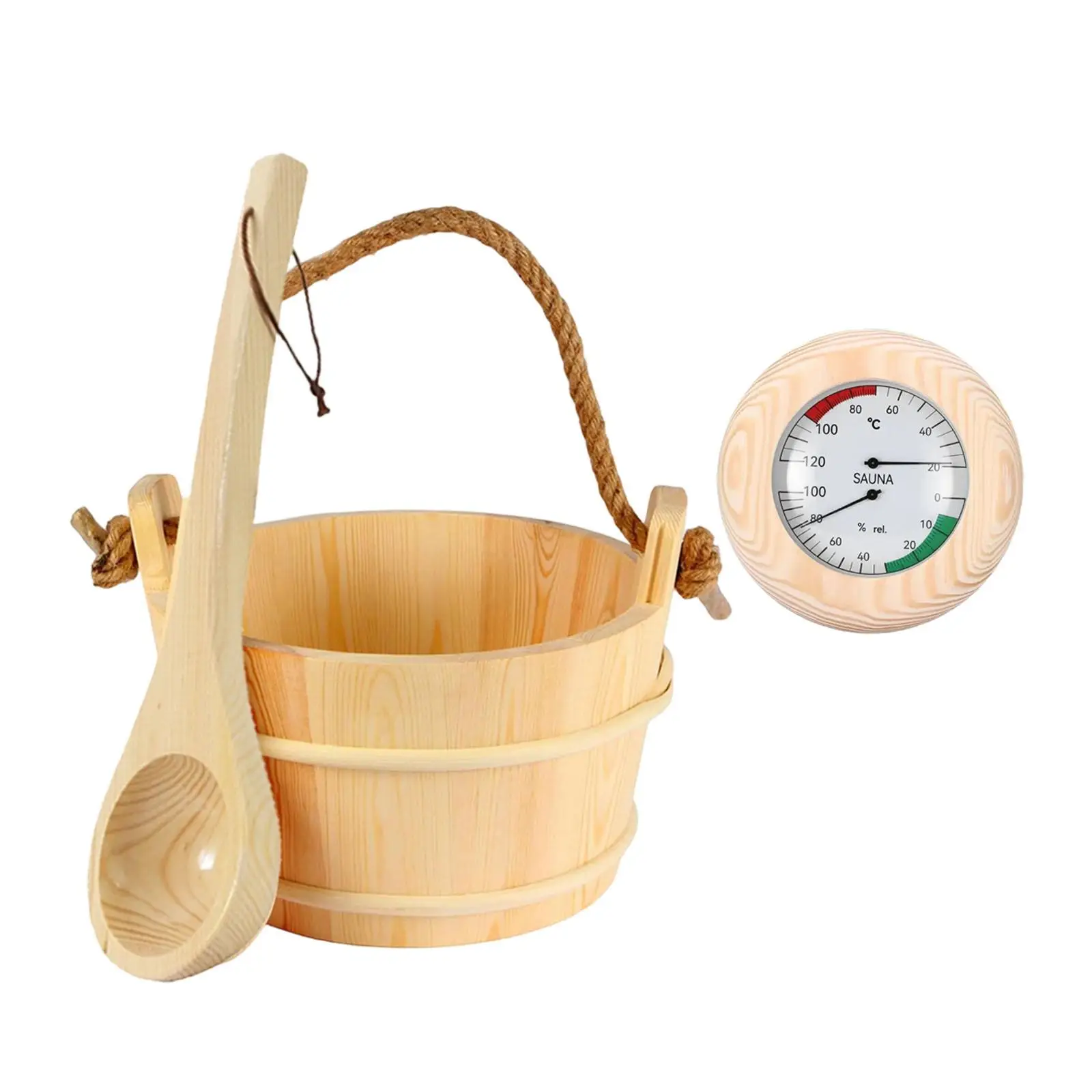 Wooden Sauna Bucket and Ladle 3 Piece Sauna Accessories Kit with Thermometer for Bathroom Pool Spa
Wooden Sauna Bucket and Ladle 3 Piece Sauna Accessories Kit with Thermometer for Bathroom Pool Spa