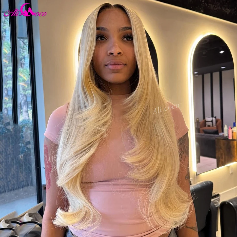 Ombre Shiny 613 Blonde Colored 13x6 Lace Front Layered Human Hair Wig with Dark Brown Roots Body Wave Wig 180 Density for Women
Ombre Shiny 613 Blonde Colored 13x6 Lace Front Layered Human Hair Wig with Dark Brown Roots Body Wave Wig 180 Density for Women