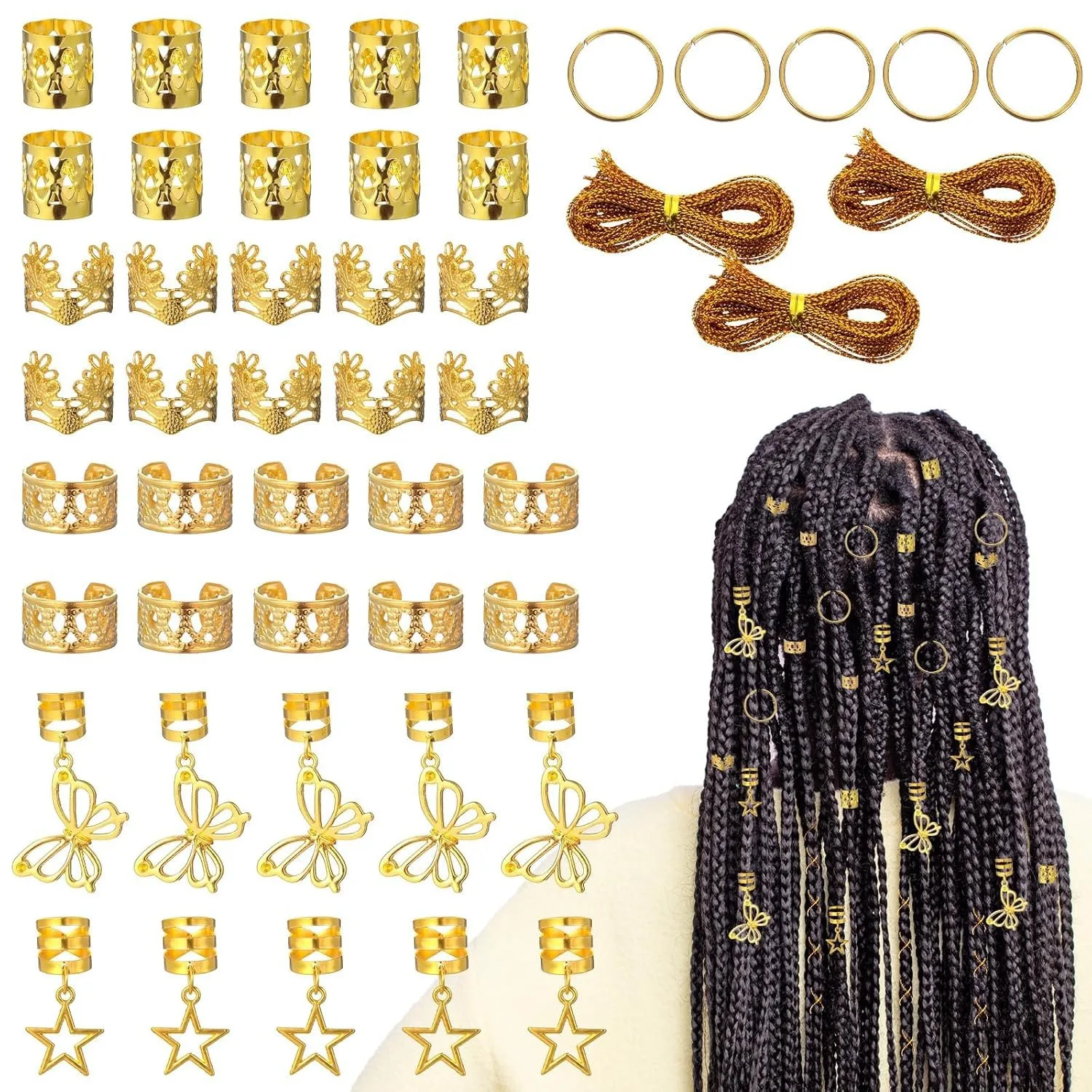 48 Piece Crown Hair Ring Rope Butterfly DIY Extension Decoration Handmade Hair Accessory Set
48 Piece Crown Hair Ring Rope Butterfly DIY Extension Decoration Handmade Hair Accessory Set