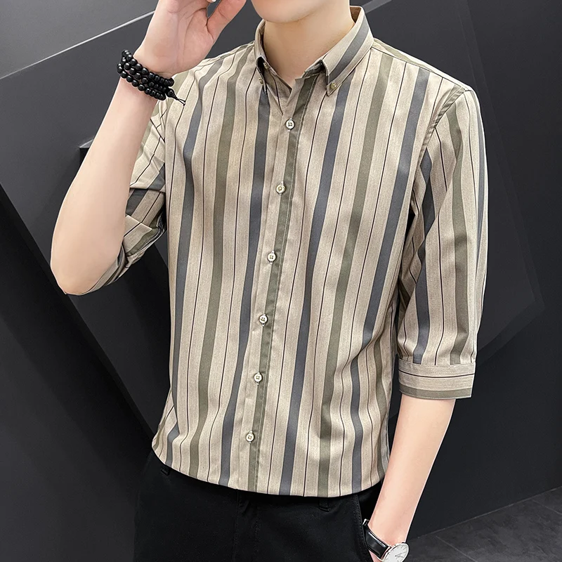 M-XXXXL Plus Size Men's Striped 3/4 Sleeve Shirt Casual Slim Fit Button Down Shirt with Collar Summer Fashion Clothing Male 4XL
M-XXXXL Plus Size Men's Striped 3/4 Sleeve Shirt Casual Slim Fit Button Down Shirt with Collar Summer Fashion Clothing Male 4XL