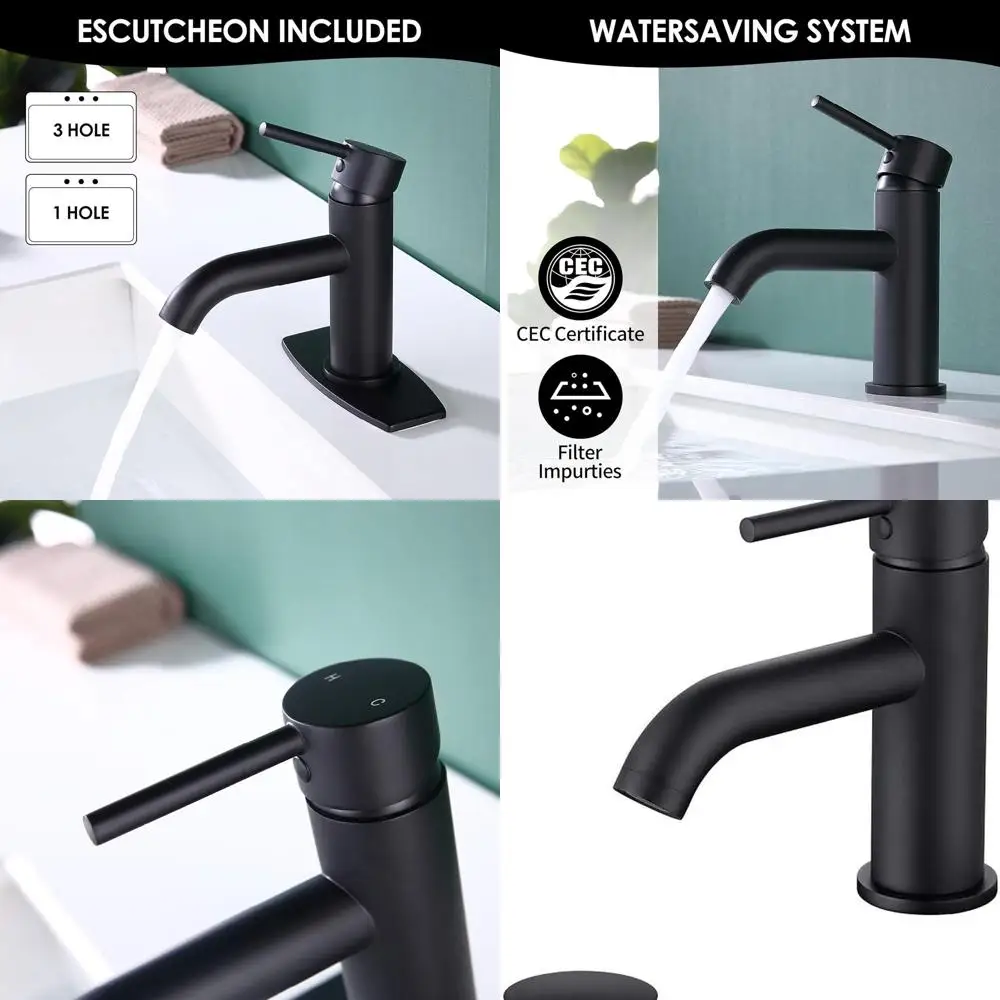 Matte Black Single Handle Bathroom Faucet with Metal Drain and Escutcheon Assembly
Matte Black Single Handle Bathroom Faucet with Metal Drain and Escutcheon Assembly