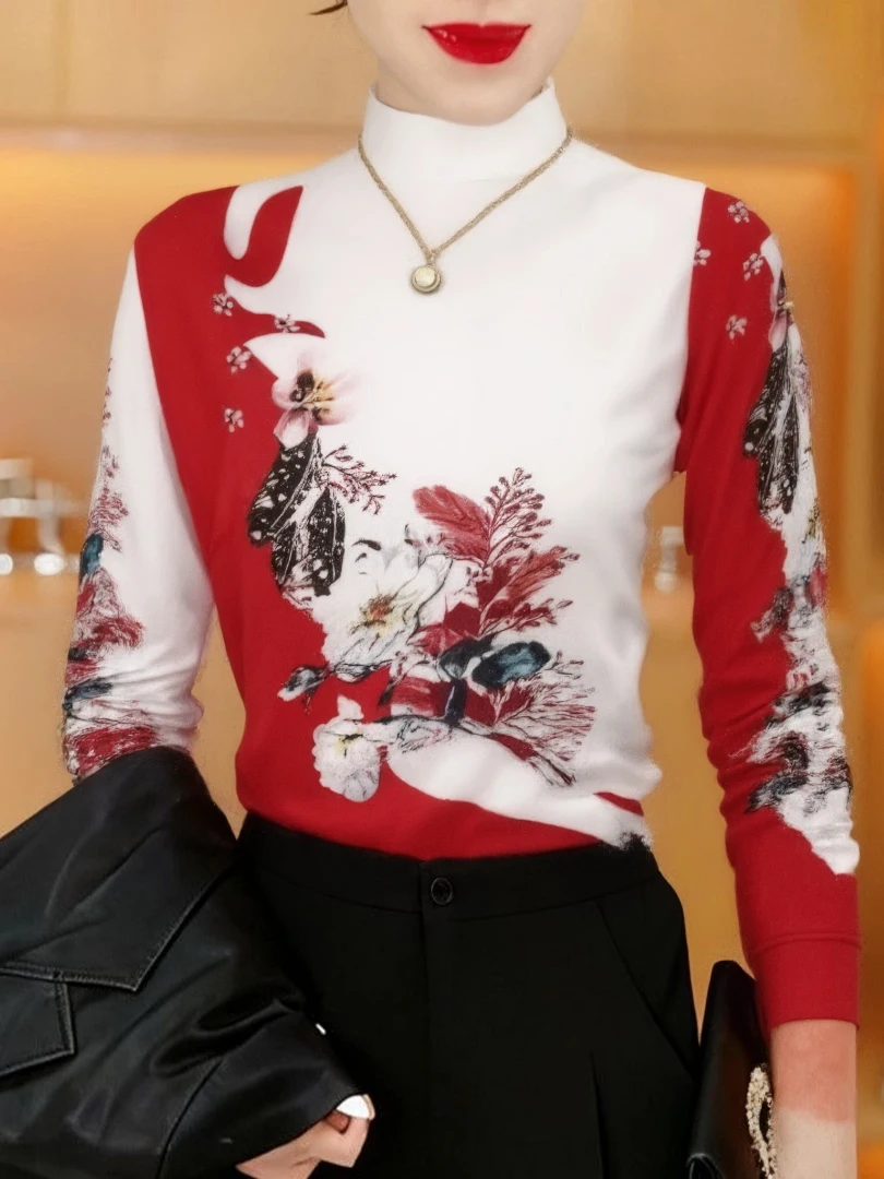 Thickened Fleece Long Sleeve Printed Base Shirt Loose Fit Warm Top for Middle-Aged And Elderly Women Half High Collar T-Shirt
Thickened Fleece Long Sleeve Printed Base Shirt Loose Fit Warm Top for Middle-Aged And Elderly Women Half High Collar T-Shirt
