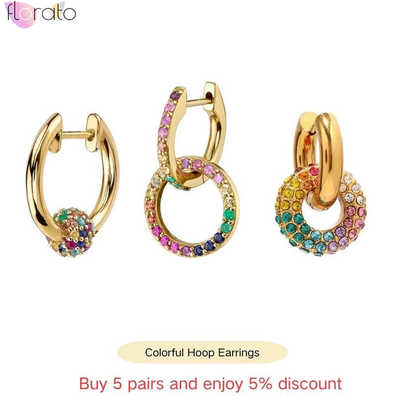 925 Sterling Silver Needle Pave Colorful Zircon Round Hoop Earrings for Women Light Luxury Temperament Earrings Fashion Jewelry
925 Sterling Silver Needle Pave Colorful Zircon Round Hoop Earrings for Women Light Luxury Temperament Earrings Fashion Jewelry