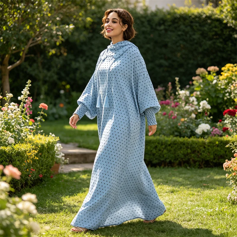 Muslim Hooded Dress Woman Djellaba Polka Dot Abaya Dubai Kaftan Kebaya Caftan Marocain Femme Robe Islam Jalabiya Prayer Garment
Muslim Hooded Dress Woman Djellaba Polka Dot Abaya Dubai Kaftan Kebaya Caftan Marocain Femme Robe Islam Jalabiya Prayer Garment