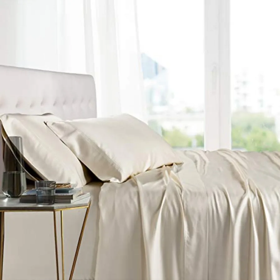 100% Viscose Made from Bamboo Sheets Soft Cooling Sheets Breathable Hotel Sheet and Pillow Cases 4 Pcs Set - 15 Inch Deep Pocke
100% Viscose Made from Bamboo Sheets Soft Cooling Sheets Breathable Hotel Sheet and Pillow Cases 4 Pcs Set - 15 Inch Deep Pocke