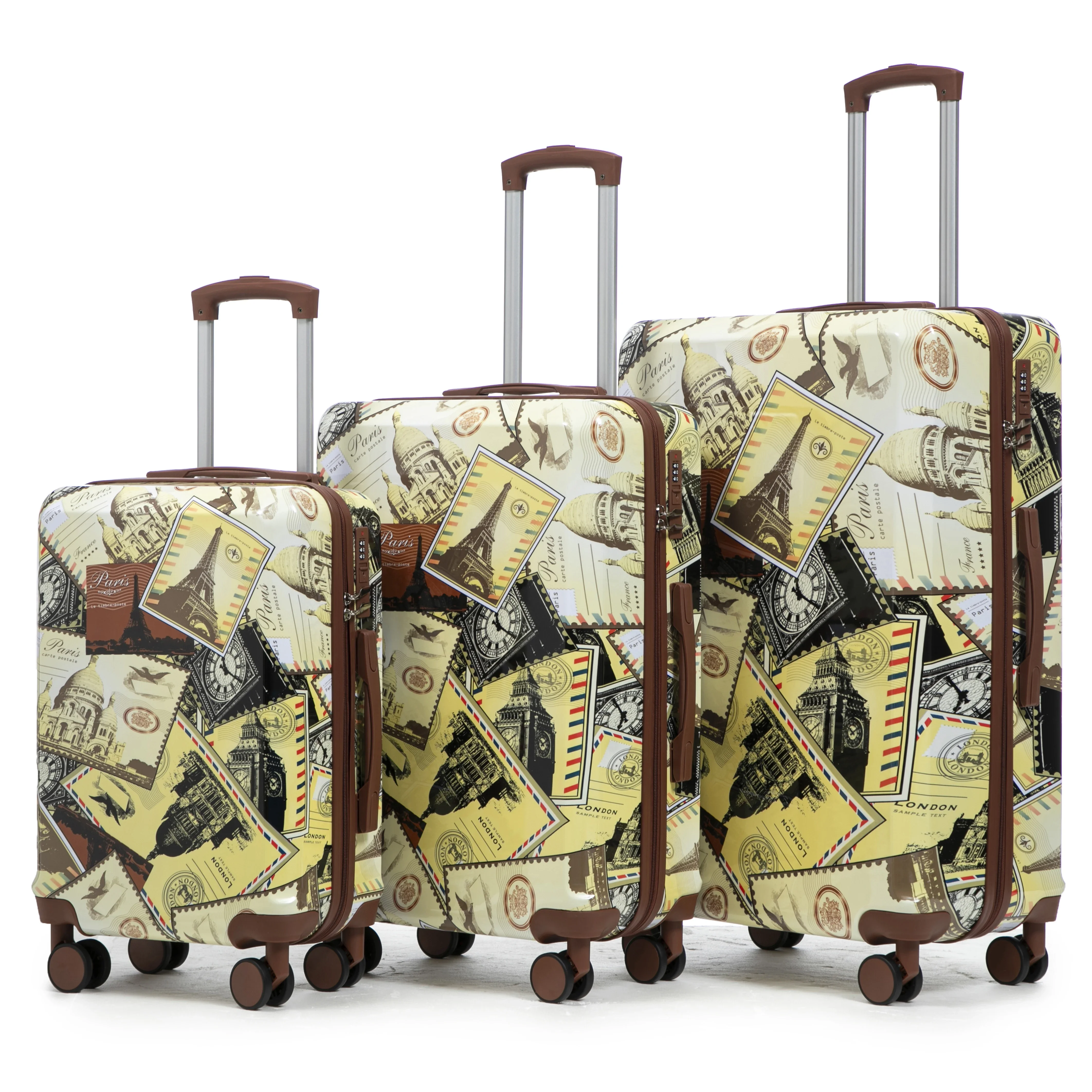 20 24 28 3 Pcs Set In PC Spinner Wheel Luggage, Carry On Suitcase, With Printed Pattern And Combination Lock City Stamps
20 24 28 3 Pcs Set In PC Spinner Wheel Luggage, Carry On Suitcase, With Printed Pattern And Combination Lock City Stamps