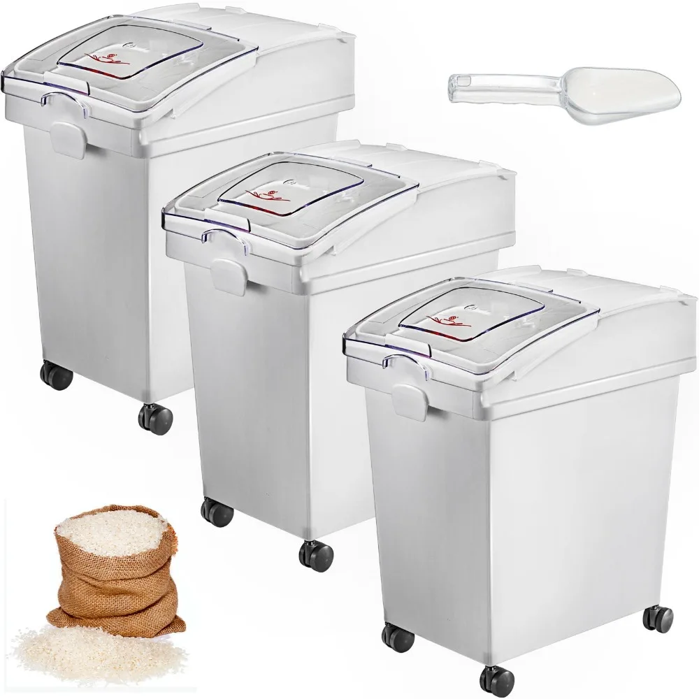 Ingredient Bin, 5.2 Gallons Capacity Ingredient Storage Bin, 3 Pcs/Set, PP Material Flour Bins On Wheels, White Shelf Ingredient Bin with Scoop and Sliding Lid, Commercial Storage Bins
Ingredient Bin, 5.2 Gallons Capacity Ingredient Storage Bin, 3 Pcs/Set, PP Material Flour Bins On Wheels, White Shelf Ingredient Bin with Scoop and Sliding Lid, Commercial Storage Bins