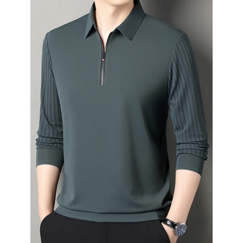 Middle-aged Men's Long Sleeve Polo Shirt T-shirt Spring Autumn Business Casual Turn-down Collar Loose Half-zip Fake
Middle-aged Men's Long Sleeve Polo Shirt T-shirt Spring Autumn Business Casual Turn-down Collar Loose Half-zip Fake