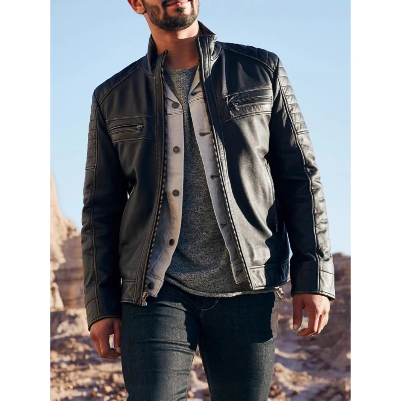 Pu Leather Motorcycle Jacket Zipper Pockets Stand Collar Motorcycle Biker Tops For Men
Pu Leather Motorcycle Jacket Zipper Pockets Stand Collar Motorcycle Biker Tops For Men