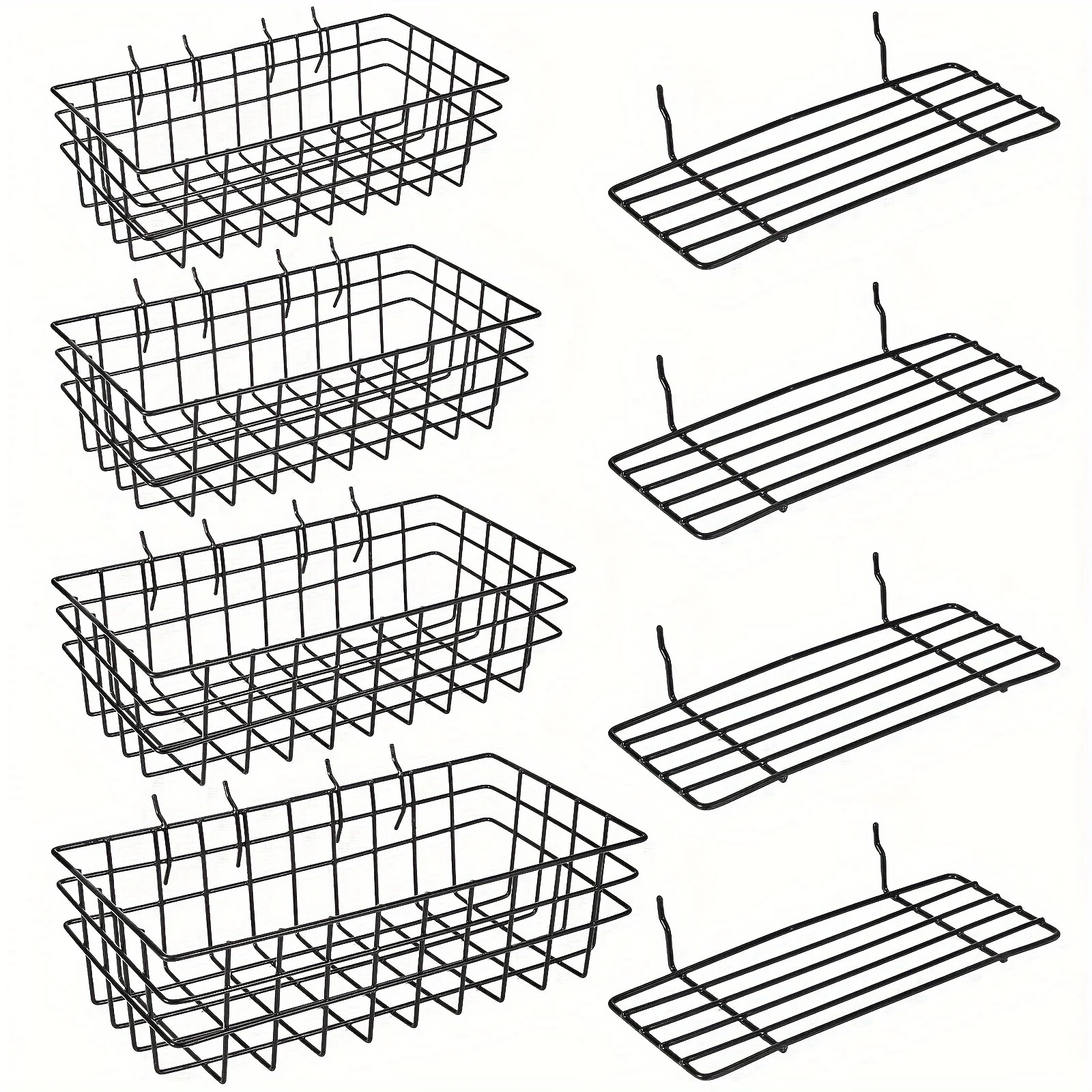 8pcs Pegboard Baskets Peg Board Racks Square Style Wire Shelf Baskets Bins Wall Organizer Attachments for Organizing Various Tools Workbench Accessories Garage Storage (Black, S, M, L, XL)
8pcs Pegboard Baskets Peg Board Racks Square Style Wire Shelf Baskets Bins Wall Organizer Attachments for Organizing Various Tools Workbench Accessories Garage Storage (Black, S, M, L, XL)