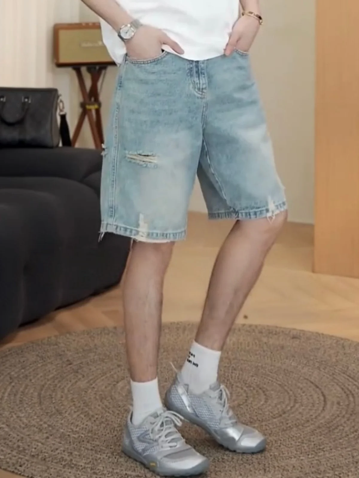 Summer Thin American Washed Jeans Shorts Men's Fashionable Loose Breathable Straight Five-Point Pants Casual Cotton Polyester...
Summer Thin American Washed Jeans Shorts Men's Fashionable Loose Breathable Straight Five-Point Pants Casual Cotton Polyester...