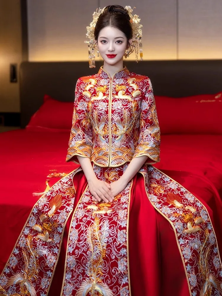 Новый стиль свадебного платья Дракона и Феникса в китайском стиле, тост большого размера для женщин
Новый стиль свадебного платья Дракона и Феникса в китайском стиле, тост большого размера для женщин