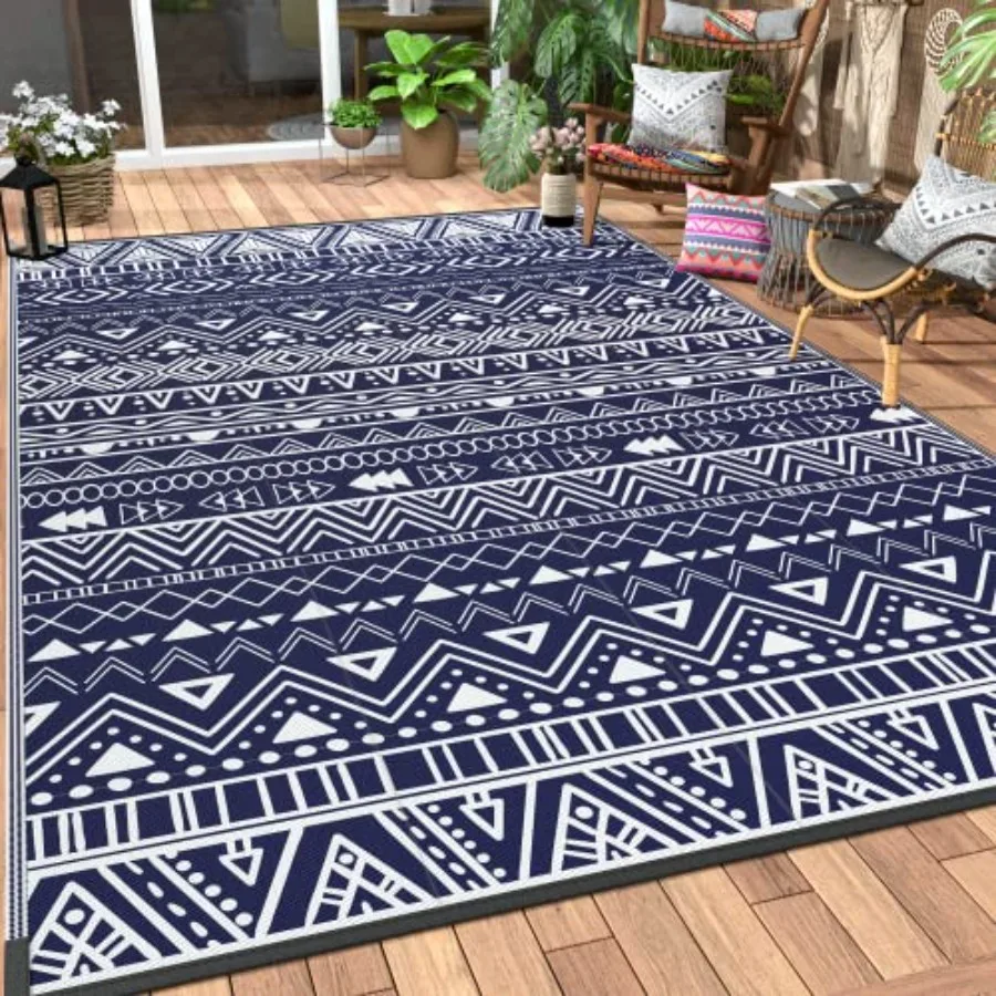 Outdoor 9'x12' reversible plastic straw rug for patios, decks, balconies, RV camping, and picnicswaterproof, blue white
Outdoor 9'x12' reversible plastic straw rug for patios, decks, balconies, RV camping, and picnicswaterproof, blue white