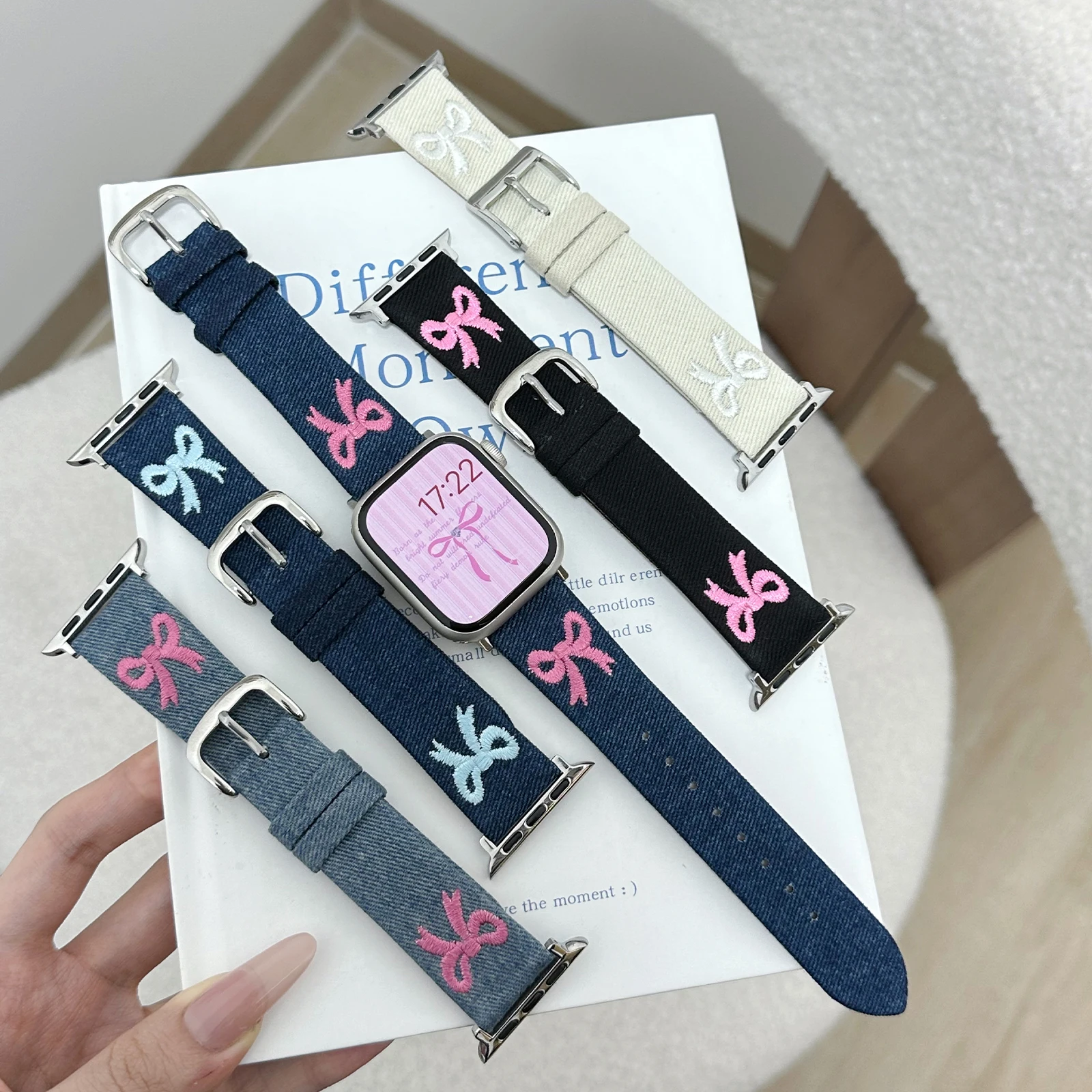 Embroidered Denim Strap for Apple Watch Band Butterfly Bow Bracelet Chain for Iwatch98765SE Women 38 40 41 42 44 45 49mm Wrist
Embroidered Denim Strap for Apple Watch Band Butterfly Bow Bracelet Chain for Iwatch98765SE Women 38 40 41 42 44 45 49mm Wrist