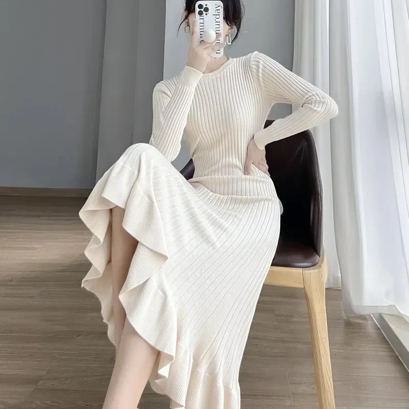 2025 New Spring Autumn Knitted Sweater Dress Women Korean High Elastic Long Dress Female Slim Wear Woolen Pleated Dress Y2k
2025 New Spring Autumn Knitted Sweater Dress Women Korean High Elastic Long Dress Female Slim Wear Woolen Pleated Dress Y2k