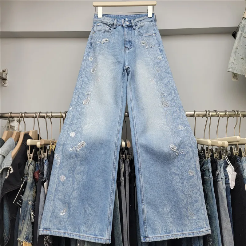 Pant Women Jeans Vintage Y2k Streetwear Elegant Wide Leg Long Pants Print Beaded High Waist Straight Trousers Work Casual 2026
Pant Women Jeans Vintage Y2k Streetwear Elegant Wide Leg Long Pants Print Beaded High Waist Straight Trousers Work Casual 2026