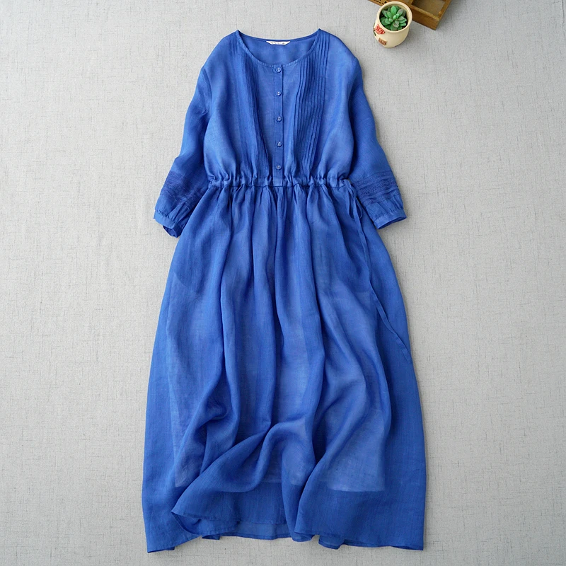 Summer Autumn Women Loose Pleated Drawstring Waist Comfortable Natural Breathable Water Washed Thin Ramie Dresses 3 Colors
Summer Autumn Women Loose Pleated Drawstring Waist Comfortable Natural Breathable Water Washed Thin Ramie Dresses 3 Colors