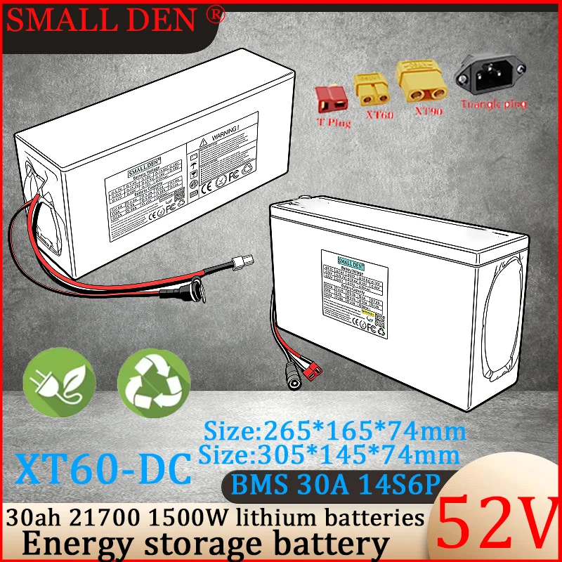 52V 30Ah 21700 14S6P Lithium Battery BMS 30A High Power Tax-Free Solar Panel for Swimming Boats and Motorcycles + 58.8V Charger
52V 30Ah 21700 14S6P Lithium Battery BMS 30A High Power Tax-Free Solar Panel for Swimming Boats and Motorcycles + 58.8V Charger