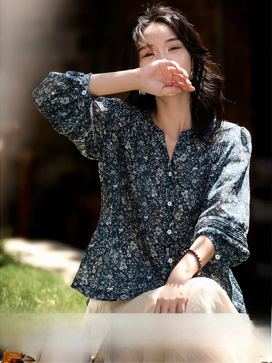 XiaoHanGe Artistic Print Flax Small Top Country Style Design Summer New Arrival Women's Shirt Breathable Long Sleeve V-Neck
XiaoHanGe Artistic Print Flax Small Top Country Style Design Summer New Arrival Women's Shirt Breathable Long Sleeve V-Neck