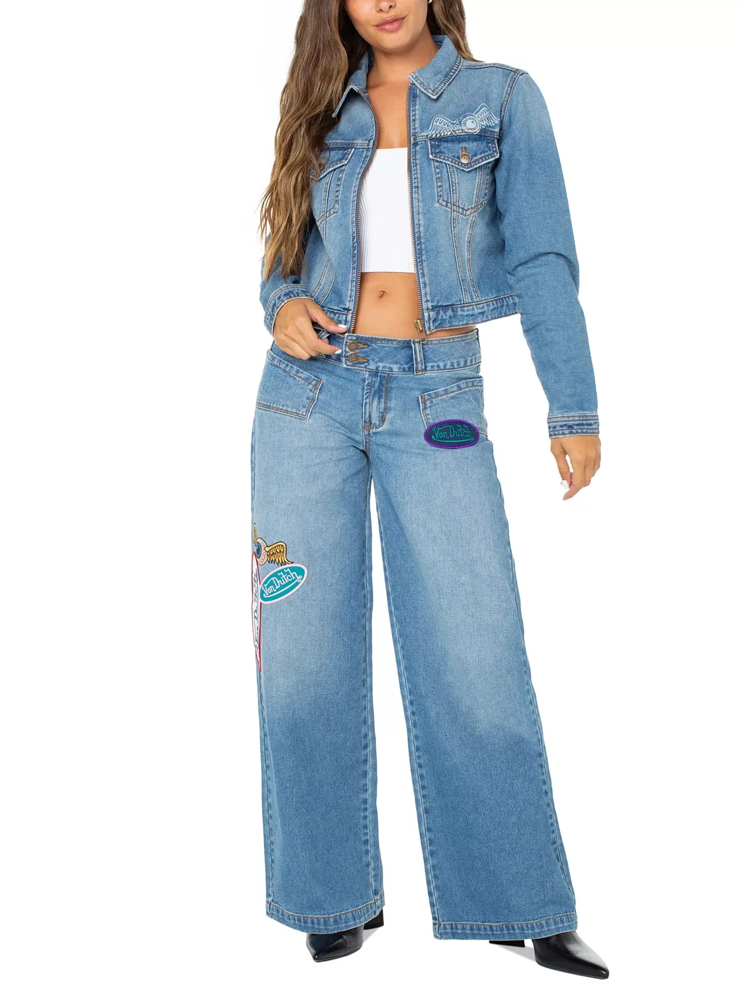 Low Waist Wide Leg Denim Jeans Von Dutch Millennium Rebellious Style B 2746 Embroidered Cotton Casual Wear All Seasons
Low Waist Wide Leg Denim Jeans Von Dutch Millennium Rebellious Style B 2746 Embroidered Cotton Casual Wear All Seasons