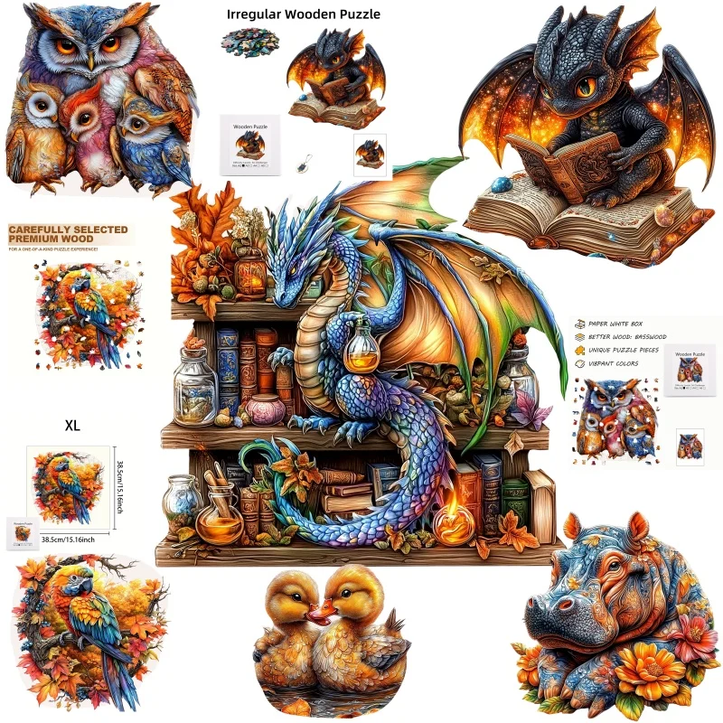 Dragon Bird Hippopotamus Animal Wooden Puzzle Adult Unique Shaped Wooden Puzzle Gift Family Game Birthday Gift
Dragon Bird Hippopotamus Animal Wooden Puzzle Adult Unique Shaped Wooden Puzzle Gift Family Game Birthday Gift