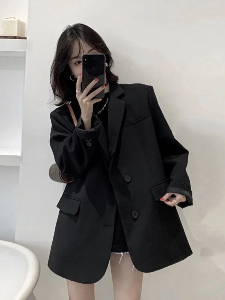 plus Size Women's Black Suit Jacket Loose Fit Korean Style Long Sleeve Casual Wear Spring Autumn Season Polyester Cotton Blend
plus Size Women's Black Suit Jacket Loose Fit Korean Style Long Sleeve Casual Wear Spring Autumn Season Polyester Cotton Blend