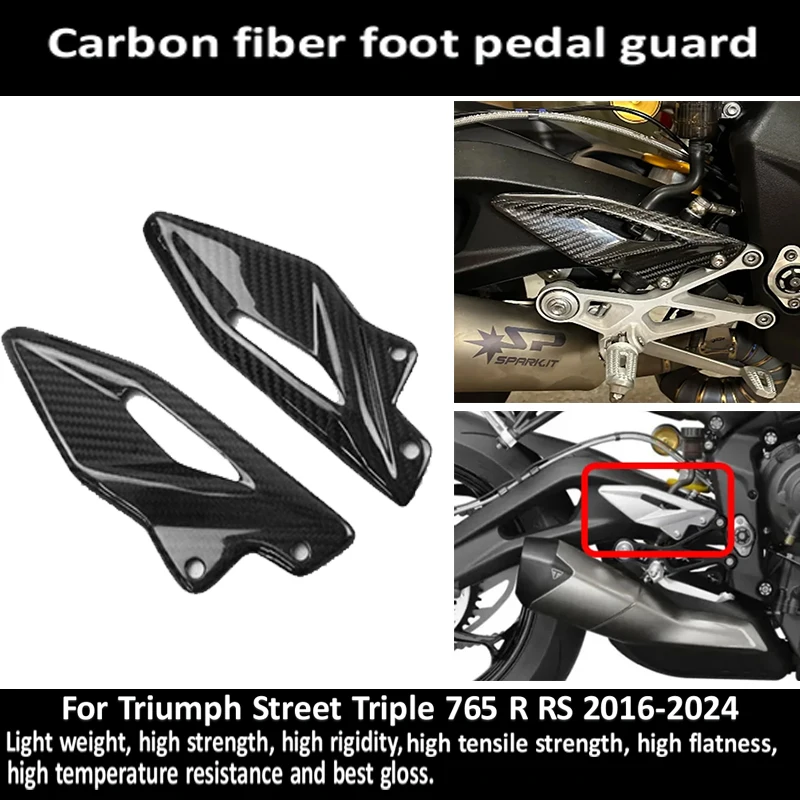 Carbon Fiber Motorcycle Fairing Accessories Foot Footrest Pedal Heel Guards For Triumph Street Triple 765 R RS 2016-2024
Carbon Fiber Motorcycle Fairing Accessories Foot Footrest Pedal Heel Guards For Triumph Street Triple 765 R RS 2016-2024