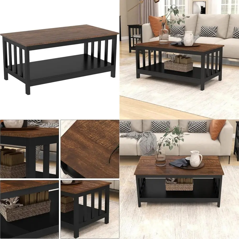 Black 40 Inch Living Room Coffee Table with Shelf
Black 40 Inch Living Room Coffee Table with Shelf