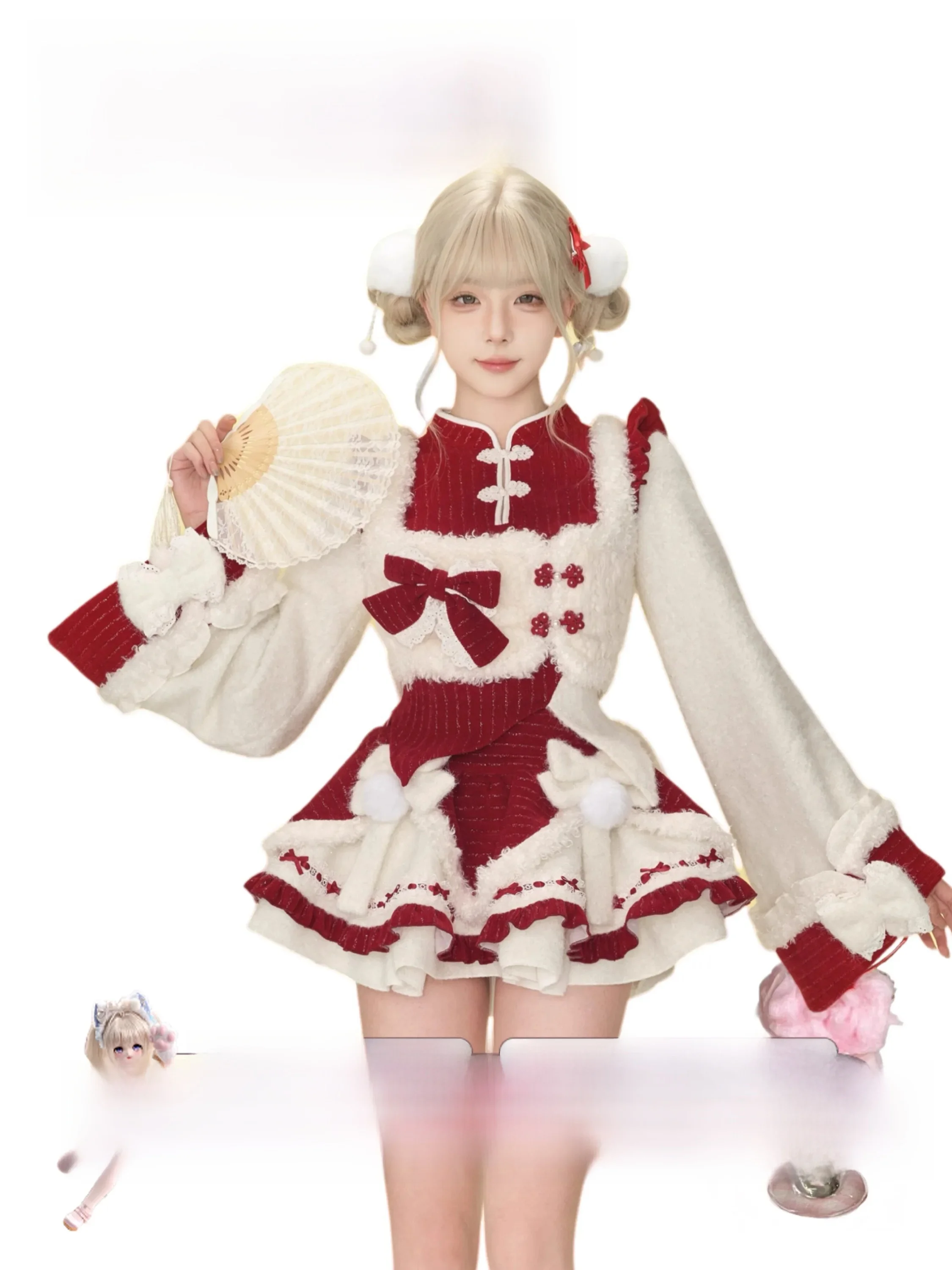 New Year Red Plush Vest National Style Top Red Cake Skirt Three Piece Set Women's Fashion Spring Season Four Seasons
New Year Red Plush Vest National Style Top Red Cake Skirt Three Piece Set Women's Fashion Spring Season Four Seasons