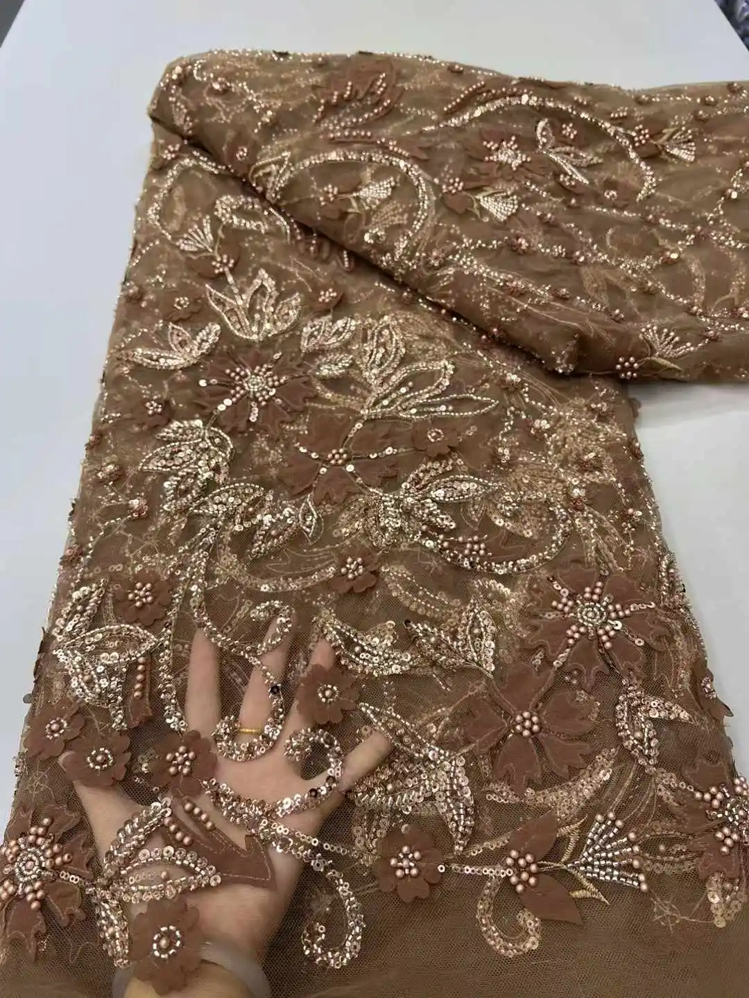 African Beads Lace Fabric 2025 High Quality French Net Sequins Fabric Sewing Embroidered Lace Tulle Nigerian Lace Fabric Dress
African Beads Lace Fabric 2025 High Quality French Net Sequins Fabric Sewing Embroidered Lace Tulle Nigerian Lace Fabric Dress