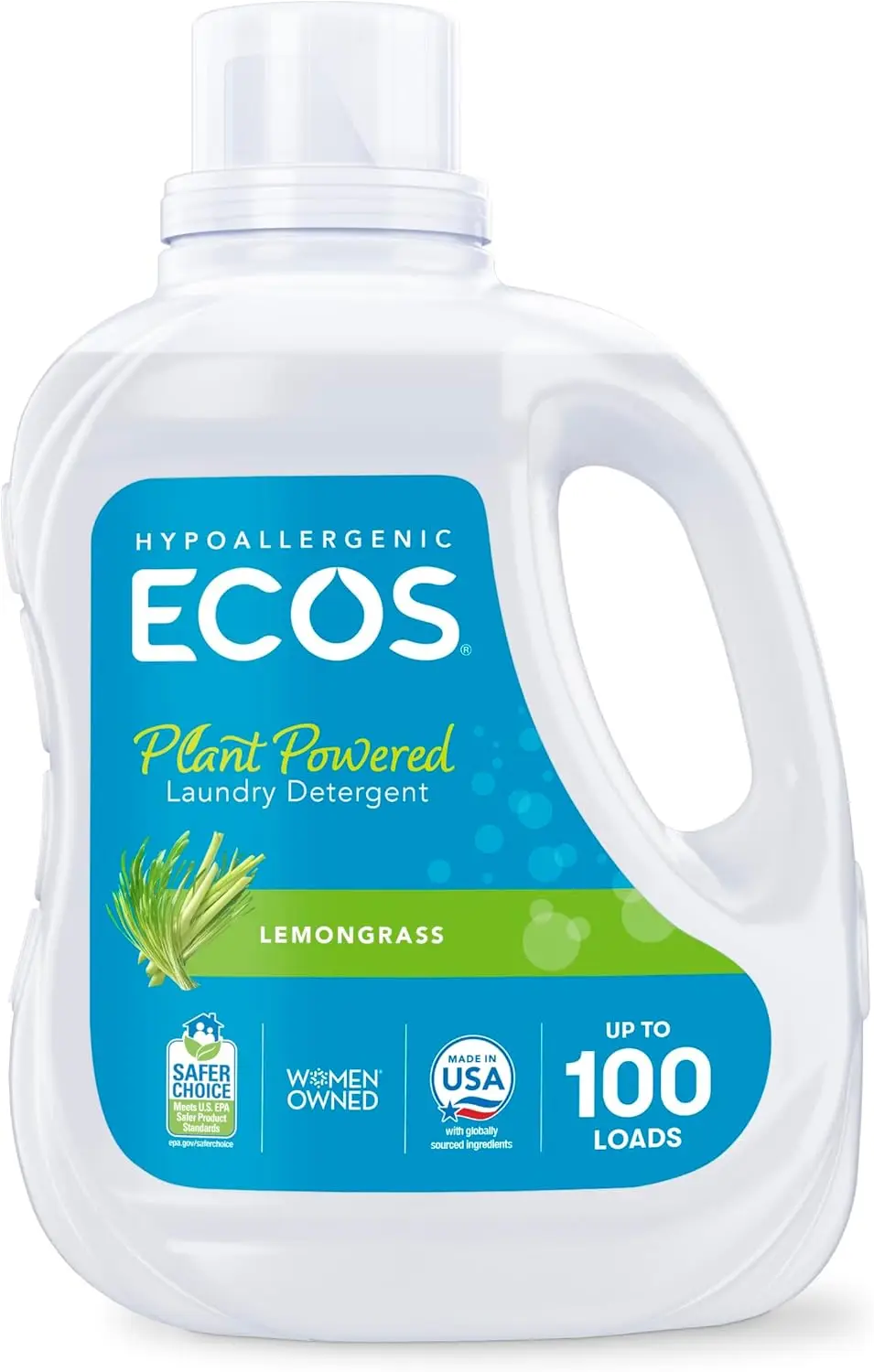 ECOS Laundry Detergent Liquid, 100 Loads, Plant-Powered Lemongrass Scent, 100 Fl Oz for Sensitive Skin
ECOS Laundry Detergent Liquid, 100 Loads, Plant-Powered Lemongrass Scent, 100 Fl Oz for Sensitive Skin
