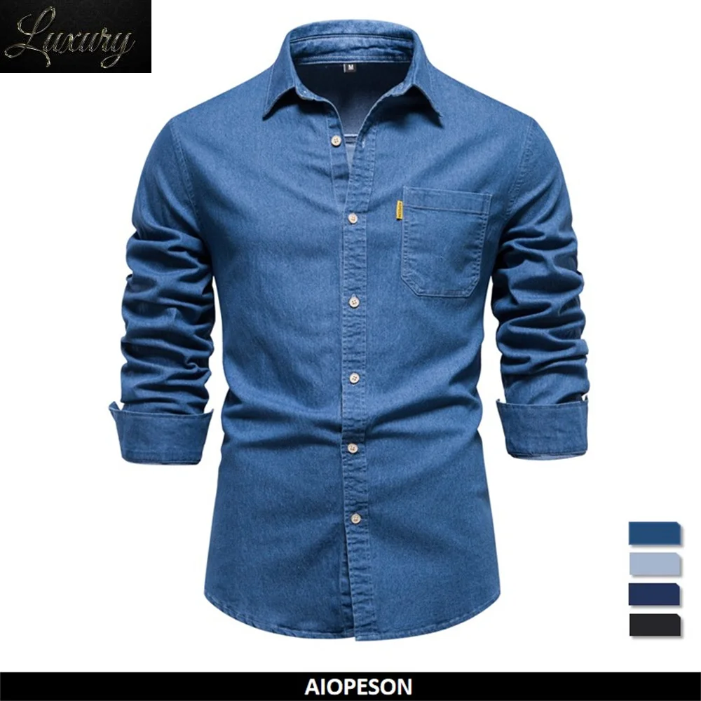 Autumn New Cotton Men's Denim Shirt Solid Color Single Pocket Casual Long Sleeve Jeans for Men
Autumn New Cotton Men's Denim Shirt Solid Color Single Pocket Casual Long Sleeve Jeans for Men