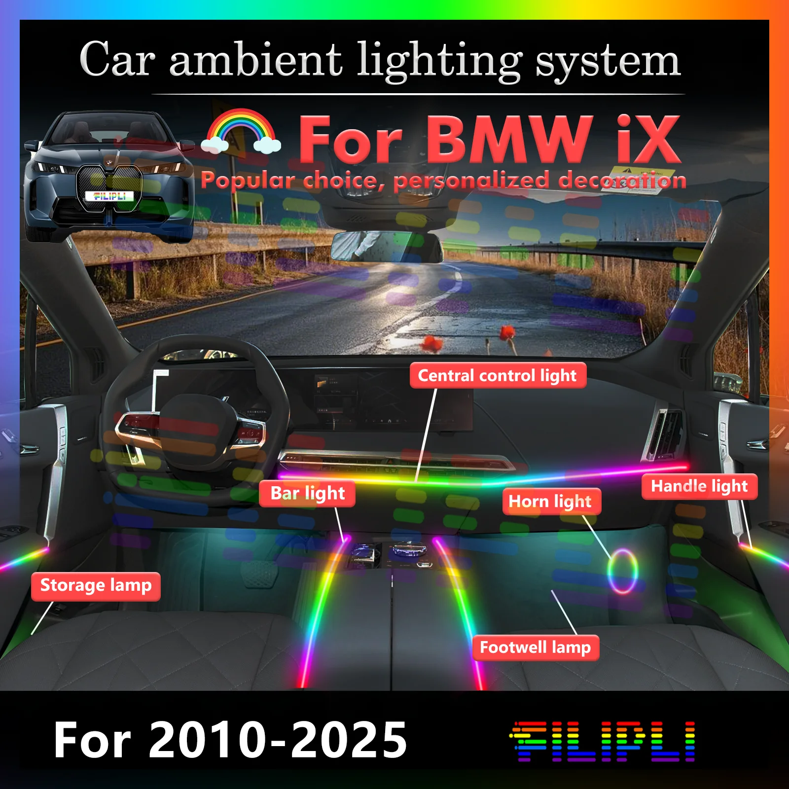 Для BMW ix RGB 64-цветный светодиодный умный пульт дистанционного управления для салона автомобиля, окружающее освещение, энергосберегающий эффективный комплект ламп
Для BMW ix RGB 64-цветный светодиодный умный пульт дистанционного управления для салона автомобиля, окружающее освещение, энергосберегающий эффективный комплект ламп