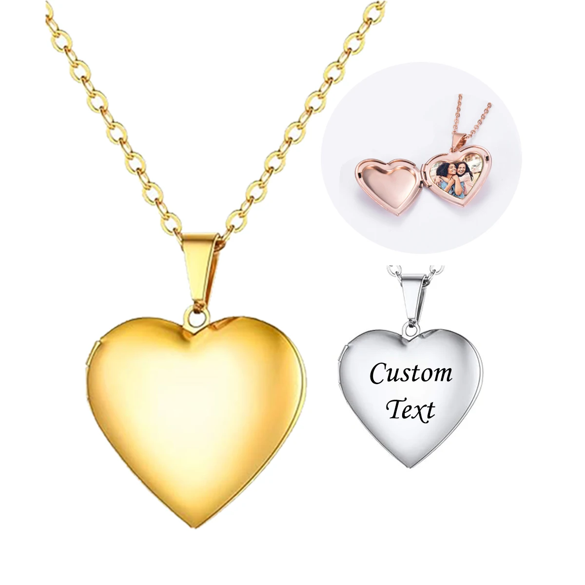 Personalized Custom Text &Photo Stainless Steel Heart Locket Pendant Memory Necklace Memorial Jewelry Gift 3Color
Personalized Custom Text &Photo Stainless Steel Heart Locket Pendant Memory Necklace Memorial Jewelry Gift 3Color