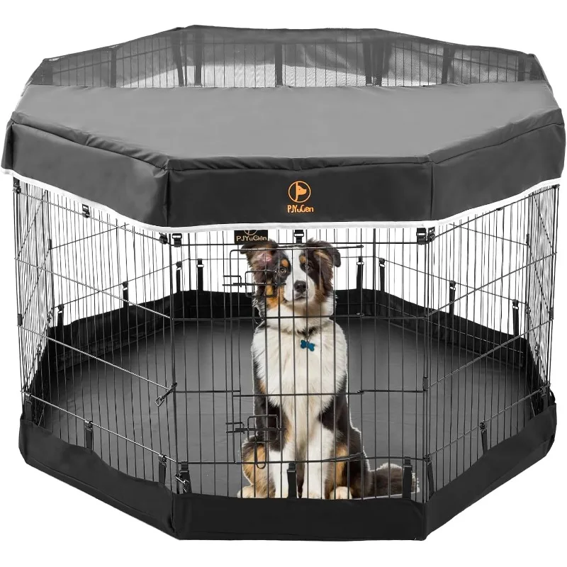 8 Panels 42”H Dog Pen with Bottom Pad & Top CoverMetal Foldable Dog Exercise Pen for Indoor and Outdoor
8 Panels 42”H Dog Pen with Bottom Pad & Top CoverMetal Foldable Dog Exercise Pen for Indoor and Outdoor