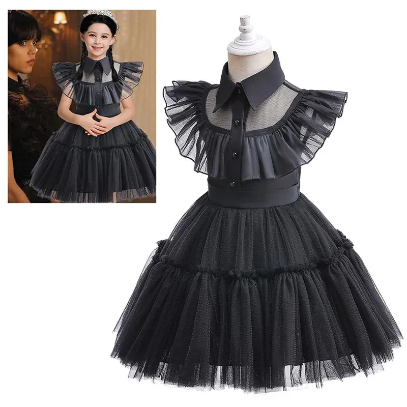 Wednesday Addam Dress for Girls 3-10 Yrs Halloween Party Black Gothic Cosplay Costume Summer Kids Clothes Daily Casual Outfits
Wednesday Addam Dress for Girls 3-10 Yrs Halloween Party Black Gothic Cosplay Costume Summer Kids Clothes Daily Casual Outfits