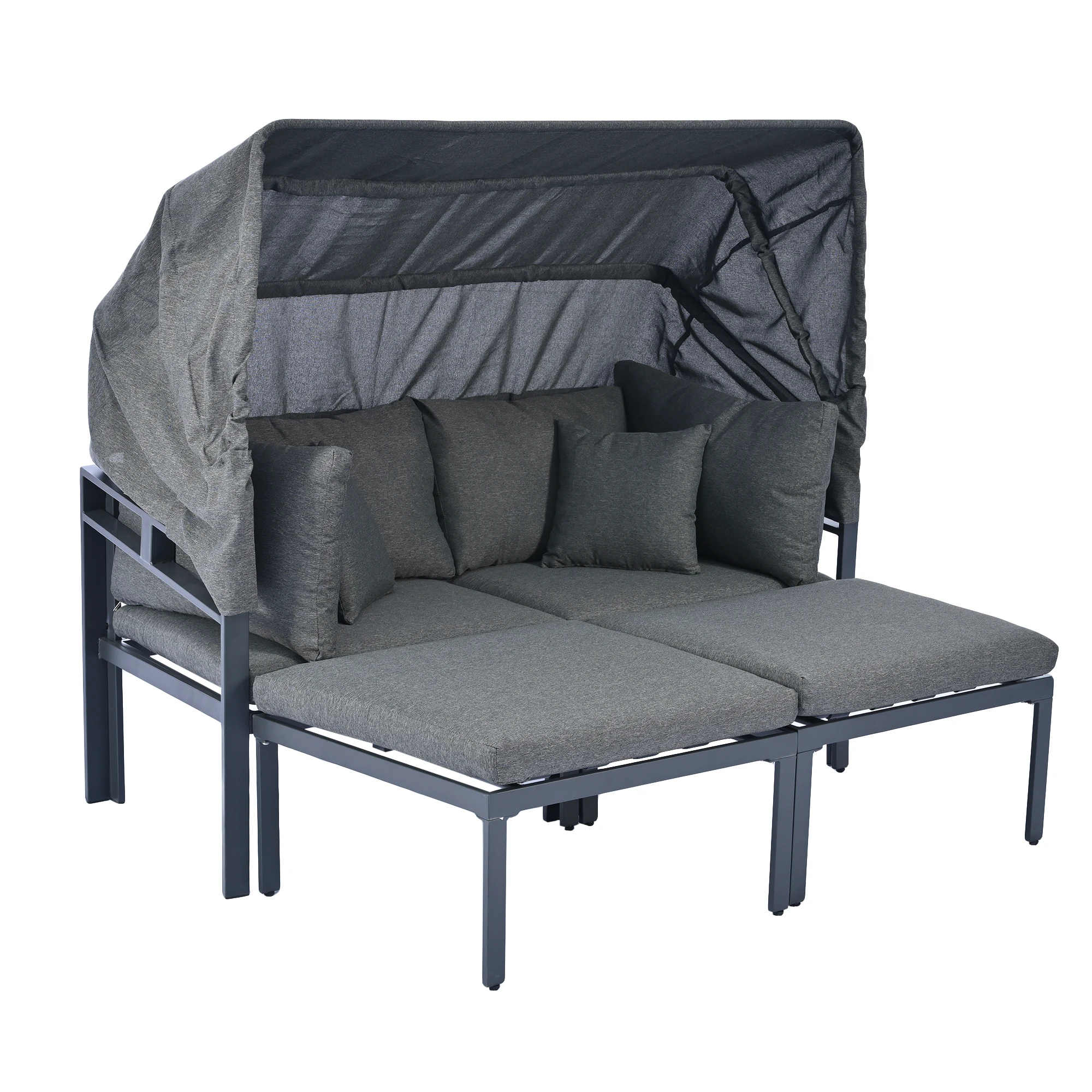 3-Piece Patio Daybed with Retractable Canopy Outdoor Metal Sectional Sofa Set Sun Lounger with Cushions for Backyard, Porch, Poo
3-Piece Patio Daybed with Retractable Canopy Outdoor Metal Sectional Sofa Set Sun Lounger with Cushions for Backyard, Porch, Poo