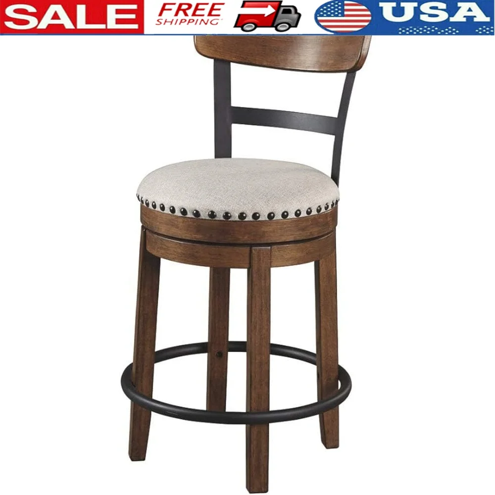 Rustic Farmhouse 24.5in Counter Height Swivel Bar Stool Metal Wood Upholstered 360 Degree Swivel Kitchen Dining Chair
Rustic Farmhouse 24.5in Counter Height Swivel Bar Stool Metal Wood Upholstered 360 Degree Swivel Kitchen Dining Chair