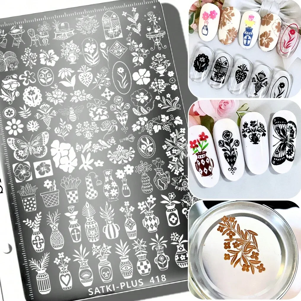 Nail Art Stamping Plates, Steel Plate Floral Printing Transfer Silicone Stamp Scraper, Chinese Style Vase Butterfly Flower Nail Stamp Transfer Plates, Beginner Nail Art Stamping Polish Accessories
Nail Art Stamping Plates, Steel Plate Floral Printing Transfer Silicone Stamp Scraper, Chinese Style Vase Butterfly Flower Nail Stamp Transfer Plates, Beginner Nail Art Stamping Polish Accessories