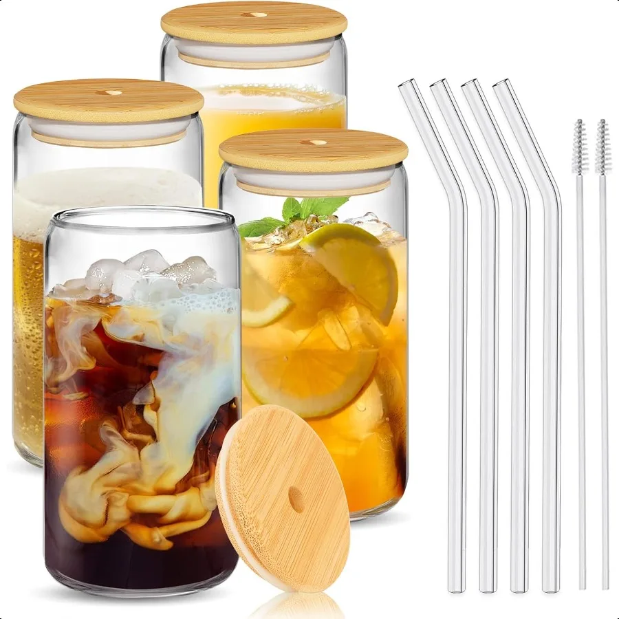 4Pcs Glass Cups with Bamboo Lids and Glass Straws Set16oz Can Shaped Drinking Glasses Beer Glasses Iced Coffee Glasses Cute Tum
4Pcs Glass Cups with Bamboo Lids and Glass Straws Set16oz Can Shaped Drinking Glasses Beer Glasses Iced Coffee Glasses Cute Tum