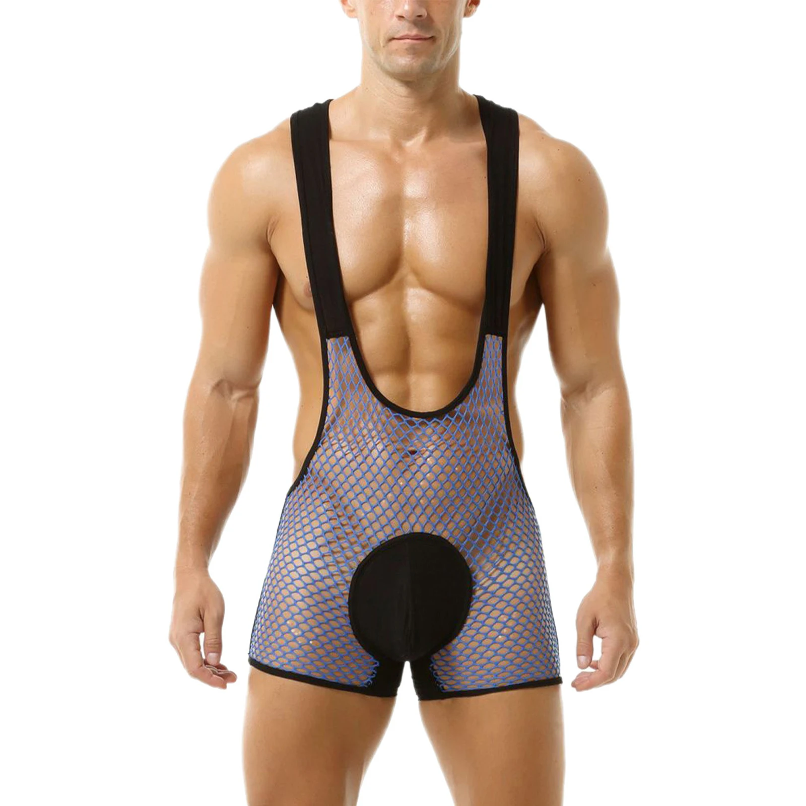 Men Fishnet Singlets Breathable Bodysuit Showing Chest Boxer Shorts with Bulge Pouch One-piece Jumpsuit for Wrestling Workout
Men Fishnet Singlets Breathable Bodysuit Showing Chest Boxer Shorts with Bulge Pouch One-piece Jumpsuit for Wrestling Workout
