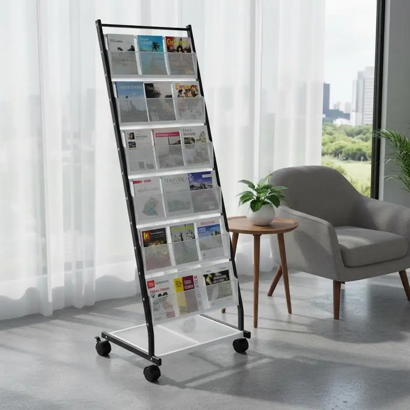 Literature Organizing Shelf 6-Tier For Showroom Trade Show Lobby, Portable Catalog Stand Caster Base Large Capacity Metallic Structure
Literature Organizing Shelf 6-Tier For Showroom Trade Show Lobby, Portable Catalog Stand Caster Base Large Capacity Metallic Structure